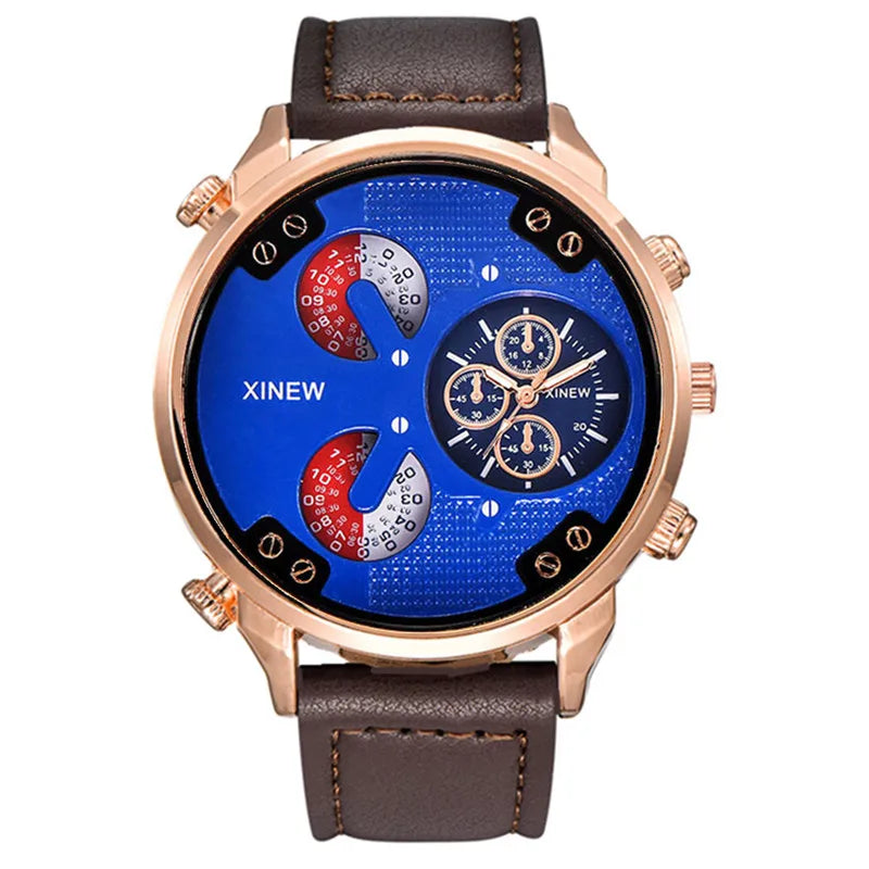 Original XINEW Brand Men Watches Black Boys Fashion Leather Band Gifts Quartz Watch Relogio Masculino Montre Homme Reloj Hombre
