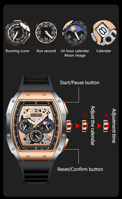 Relogio Masculino FOXBOX Men Watch LIGE Top Brand Luxury Military Square Watch Men Military Waterproof Quartz Watches For Men