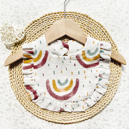 New Spring and Summer Baby Small Floral Bib, Girls' Gauze Ruffle Bib, Cute Baby Drool Towel