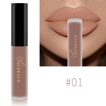 NICEFACE Nude Matte Liquid Lipsticks Waterproof Long Lasting Lip Gloss Sexy Red Velvet Lip Tint Women Makeup Cosmetics Batom