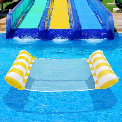 1pc Inflatable  Multi-Purpose Striped Floating Bed , Portable Water Lounge Raft for Swimming Pool Beach, Summer Relaxation