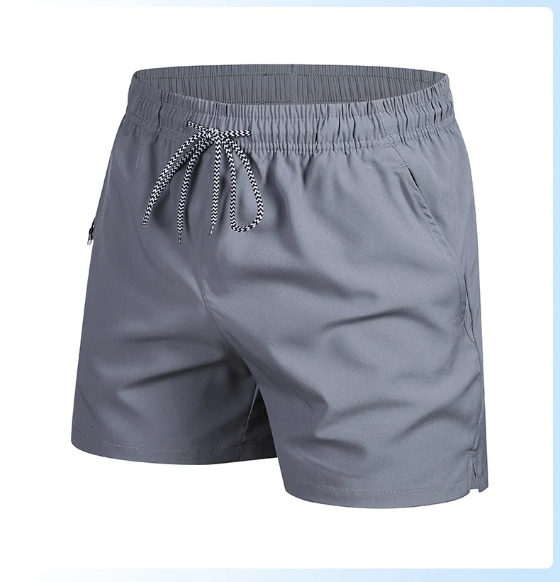 2025 New Summer Men's Beach Shorts Beach New Models Solid Color Fashion Leisure Comfortable Elastic Waist Double Pockets Cool