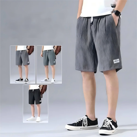 Ice Silk Shorts Men's Thin Sports Cropped Pants Loose Straight Leg Cool Breathable New Fashion Trend Casual XL-XXXL