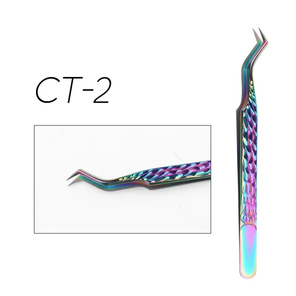 GEMERRY 1 Pcs Pink Gradient Angel Eyelash Tweezers Fiber Tips High Precision Professional Stainless Steel Tool