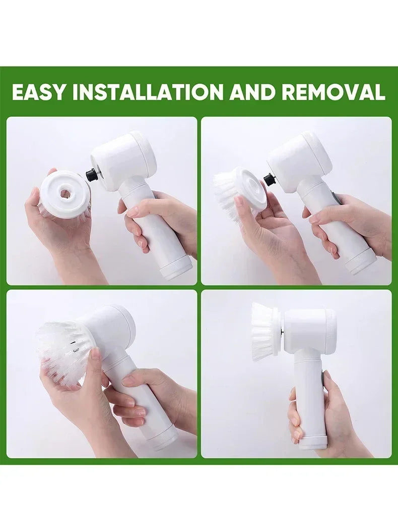 2025 Cordless Electric Spin Scrubber - 5 Brush Heads, IPX7 Waterproof, Rechargeable Bathroom Cleaner for Tile/Shower/Grout
