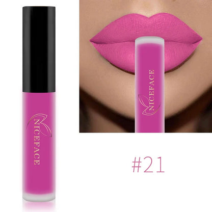 NICEFACE Nude Matte Liquid Lipsticks Waterproof Long Lasting Lip Gloss Sexy Red Velvet Lip Tint Women Makeup Cosmetics Batom