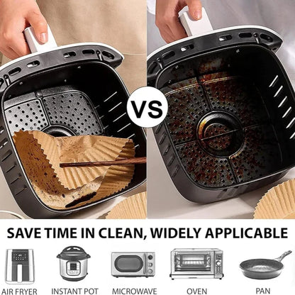 100Pcs Non Stick Air Fryer Liners Oil Waterproof Parchment Paper Baking Roasting Microwave Pre Cut Air Fryer Accessories