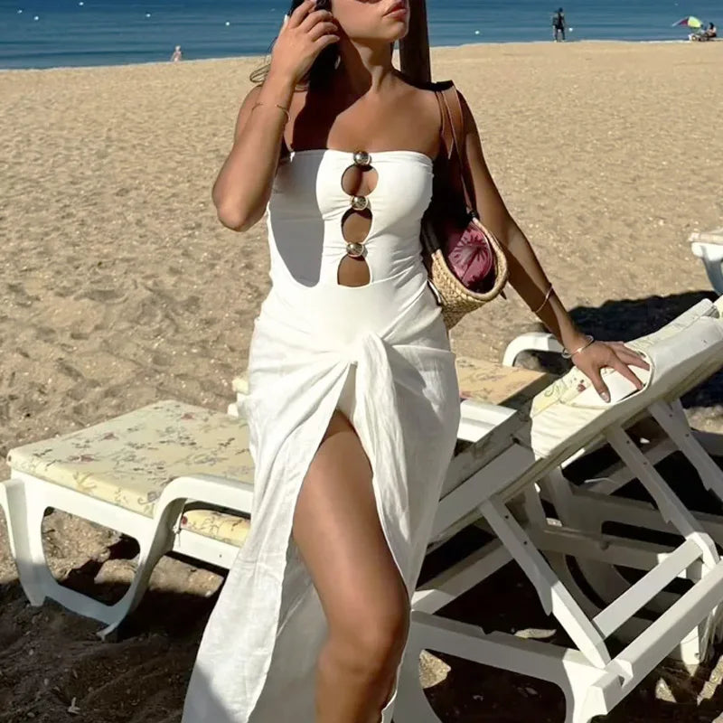 HXAO Bikini Swimwear Women's Strapless Corset Top Swimsuit 2024 Summer Ladies Fashion Sexy Beach White Black Bodysuit Bikini