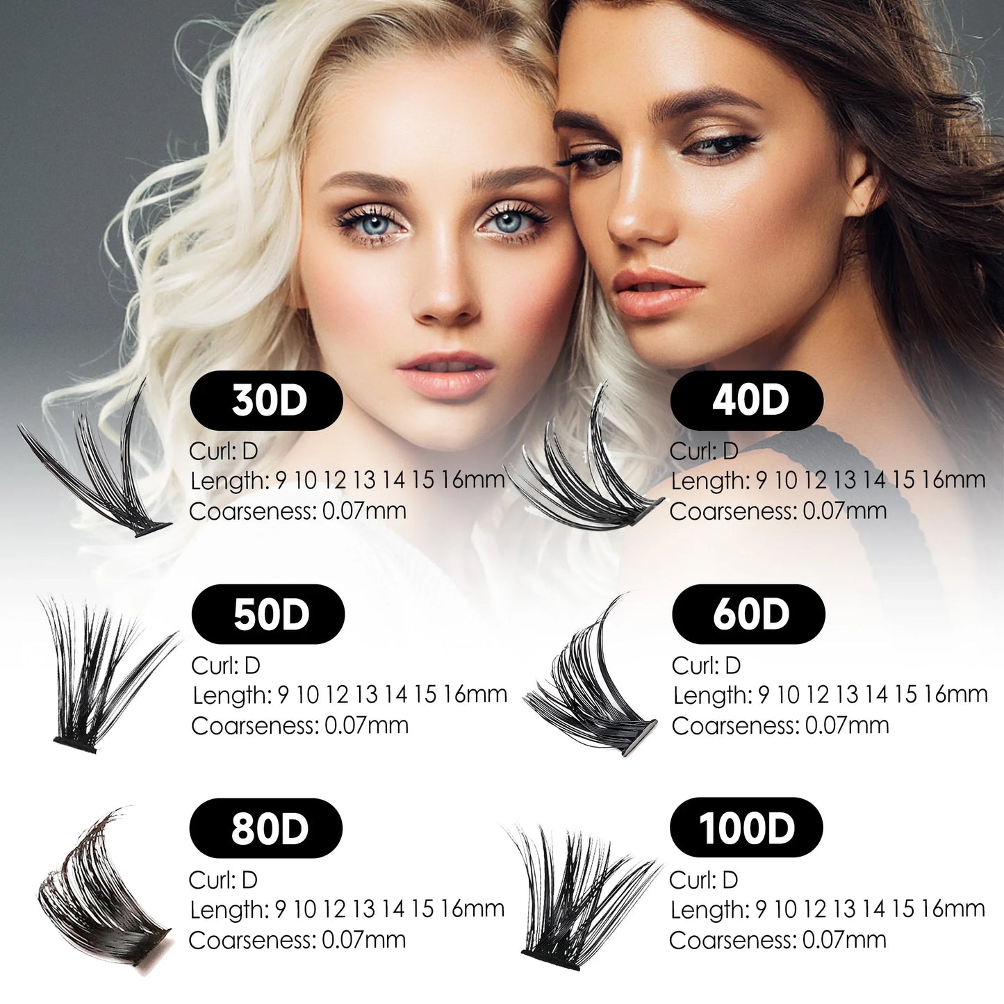 DIY Cluster Extension Lashes Kit 240 Bunches Individual Lashes Set Wispy Fluffy False Eyelashes with Glue and Tweezer
