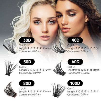 DIY Cluster Extension Lashes Kit 240 Bunches Individual Lashes Set Wispy Fluffy False Eyelashes with Glue and Tweezer
