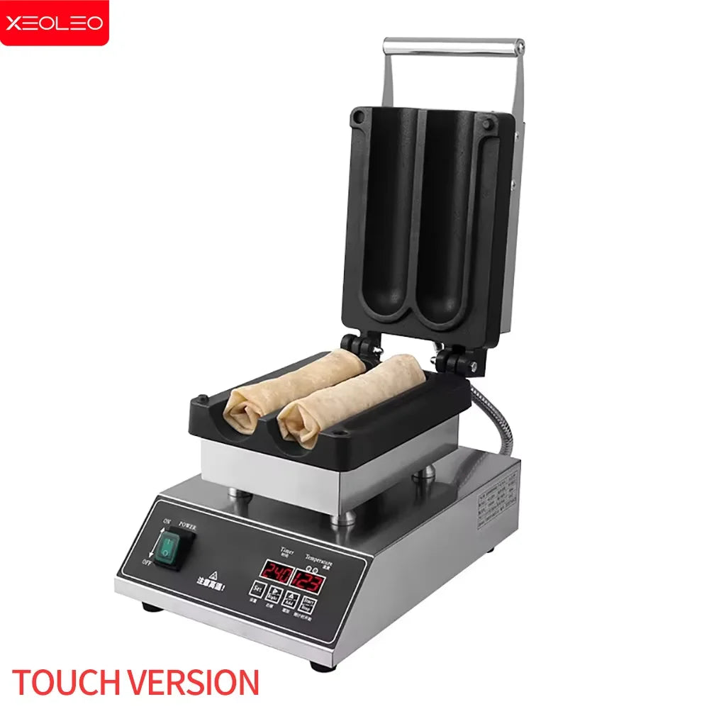 XEOLEO Digital 2PCS Mexico Chicken Rolls Maker 1500W Chicken Rolls Waffle Maker Non-Stick Chicken Wrap Toaster Grasping Pancaker