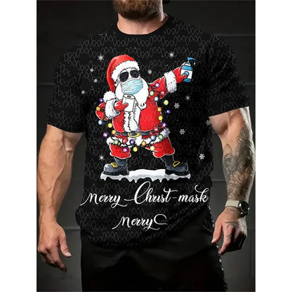 Christmas Tree Pattern T-Shirt For Men Funny Santa Claus 3D Printed Tees Summer Casual Short Sleeve O-Neck Tops Unisex T-Shirts