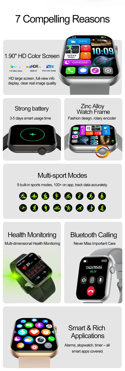 2025 New Smart Watch Full Touch Screen Bluetooth Call AI Voice Heart Rate Waterproof Watches Sports Bracelet Smartwatch Women
