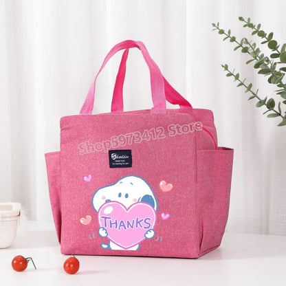 Snoopys Portable Lunch Drink Carrier Insulated Bag Fresh Cooler Pouch Food Thermal Box Tote Picnic Container Bags Cute Kids Gift