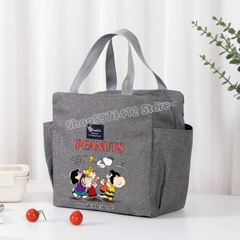 Snoopys Portable Lunch Drink Carrier Insulated Bag Fresh Cooler Pouch Food Thermal Box Tote Picnic Container Bags Cute Kids Gift