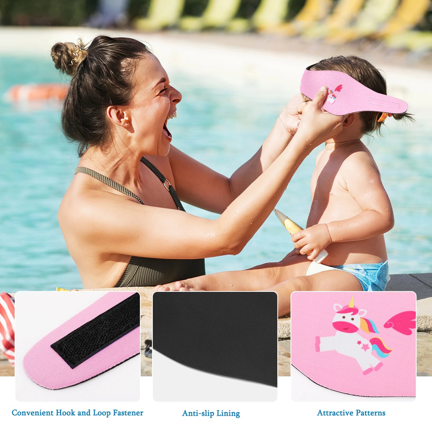 HeySplash Swimming Headband Swim Earplugs Kids Ear Plugs Ear Band Swimmer Ear Protection Elastic Neoprene Ear Guard