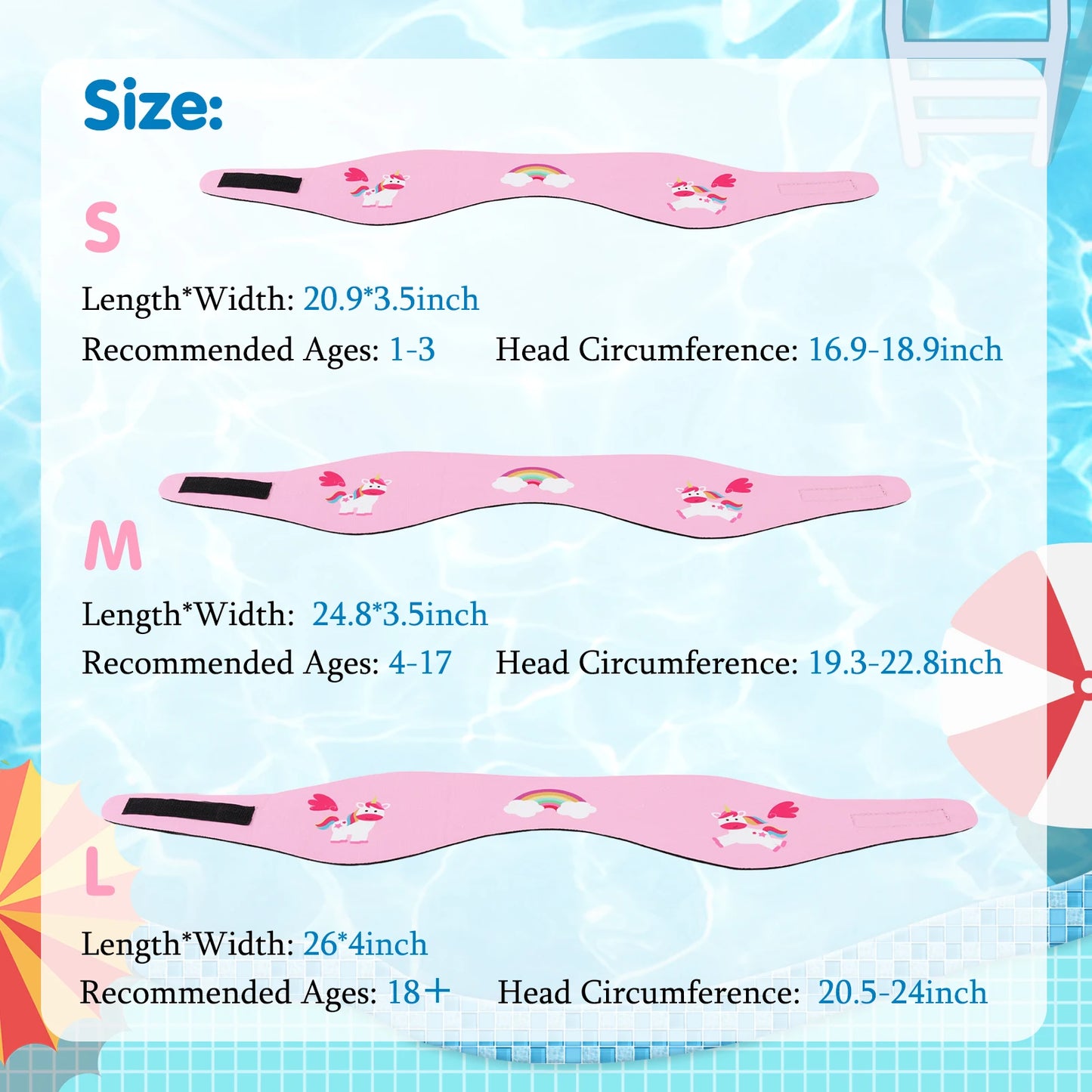 HeySplash Swimming Headband Swim Earplugs Kids Ear Plugs Ear Band Swimmer Ear Protection Elastic Neoprene Ear Guard