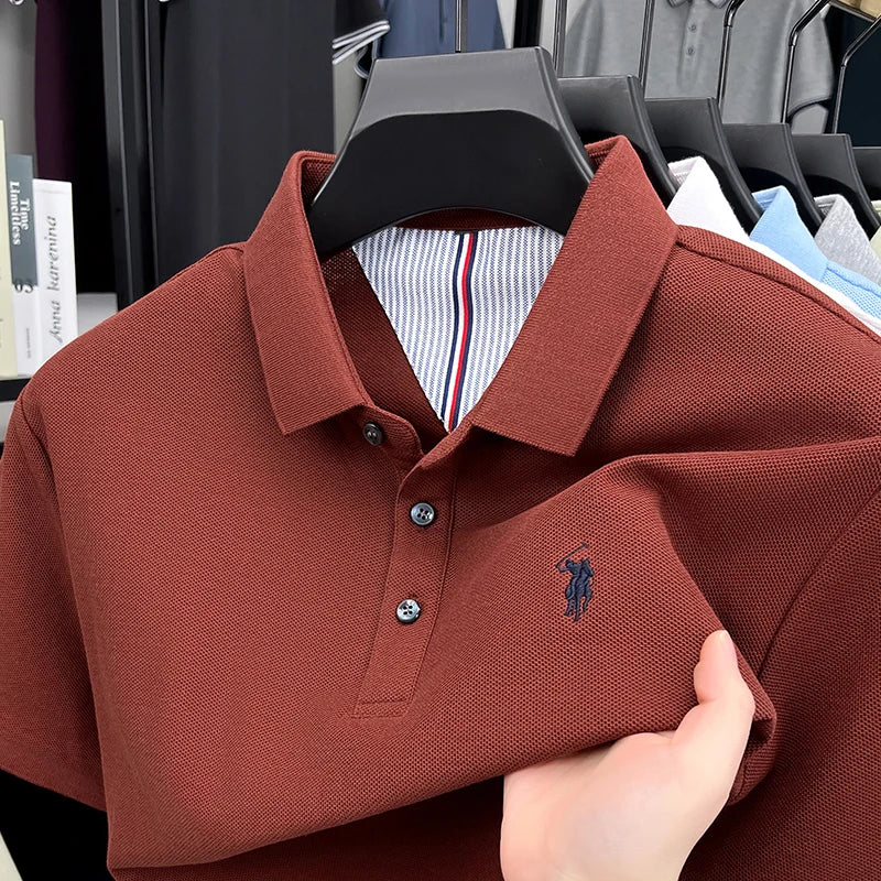 100% pure cotton high-end brand men's short sleeve polo shirt summer fashion original pony embroidery golf Paul  casual T-shirt