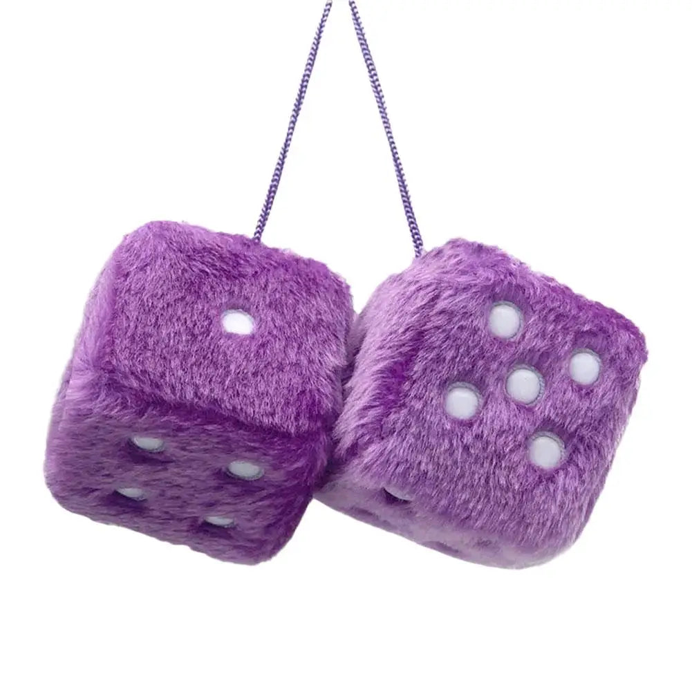 Big Long Hair Hot Stamping Dot Dice Plush Toy Cube Pendant Car Ornament Sieve Anime Car Decoration Accessories Auto Pendant