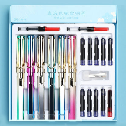 6pcs Calligraphy Pens With Replaceable Ink Bags 0.38mm Fine Dots to Improve Writing and Posture Practice