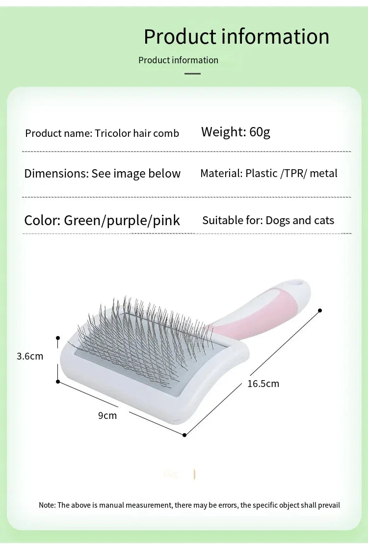 Pet Hair Shedding Comb Dog Cat Brush Grooming Long Hair Indoor Cats Brush Hair Remover Cleaning Beauty Slicker Pet Supplies