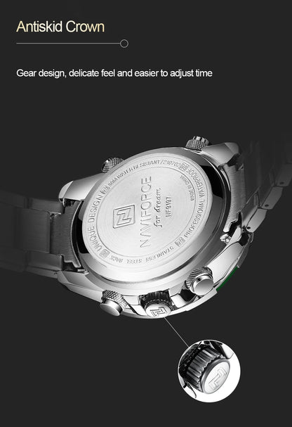 NAVIFORCE Luxury Original Sports Wrist Watch For Men Quartz Steel Waterproof Dual Display Military LED Digital Watches Relogio