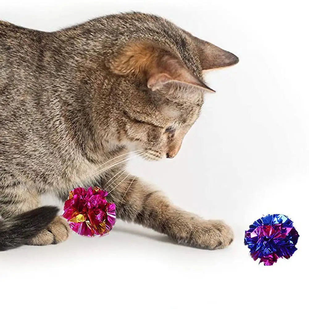 1/5/10/20PCS Cat Colorful Crinkle Balls 5.5cm Cat Dog Interactive Toys Cat Sound Tin Ringing Paper Pet Supplies Random Color