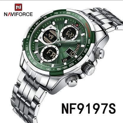 NAVIFORCE Luxury Original Sports Wrist Watch For Men Quartz Steel Waterproof Dual Display Military LED Digital Watches Relogio