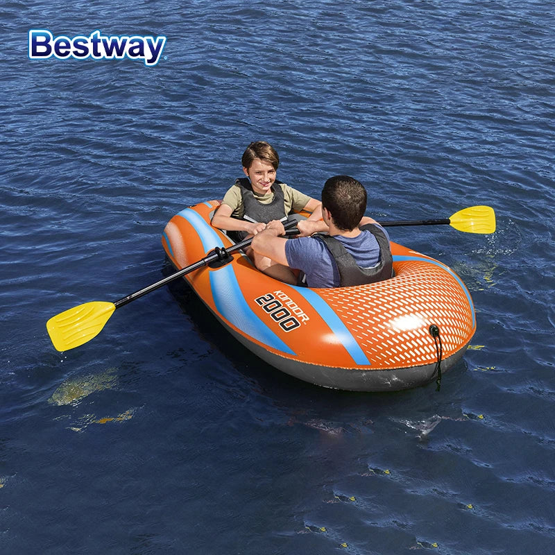 Bestway 61136/61140/61142/61146 1-3 Person Heavy Duty Inflatable Kayak - Long Lasting PVC Rafting Adventure Boat for Thrilling