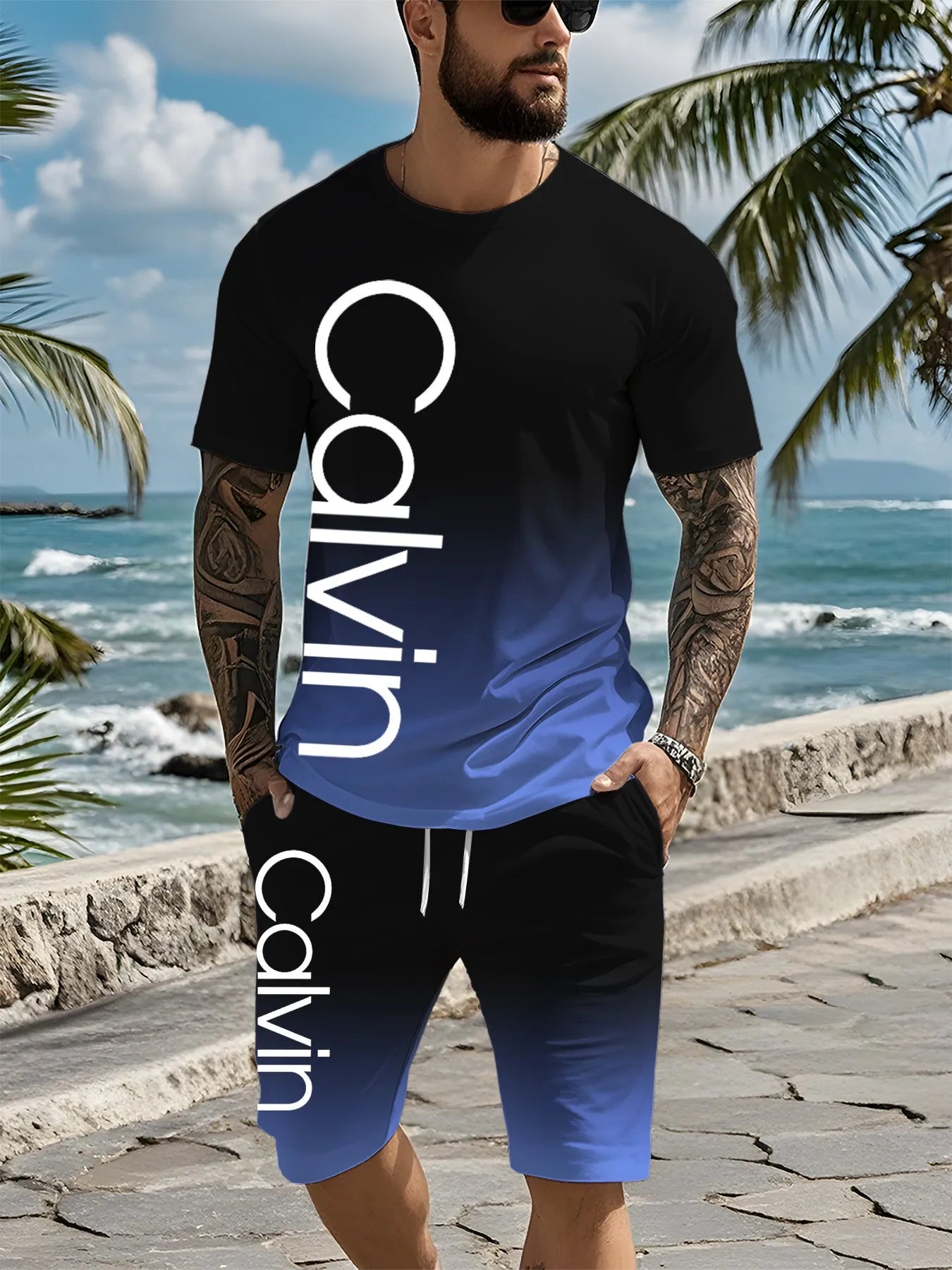 The new high-end men's 2025 suit features a casual color combination and a novel summer outfit