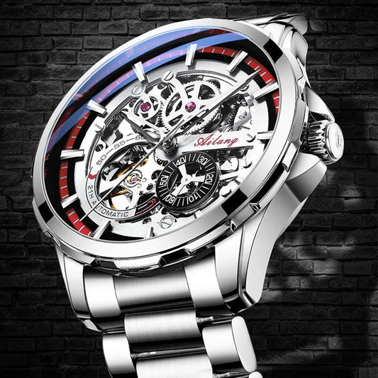 Unique Design AILANG Skeleton Dial Watch Men Luxury Brand Automatic Mechanical Men Watches relogio Waterproof