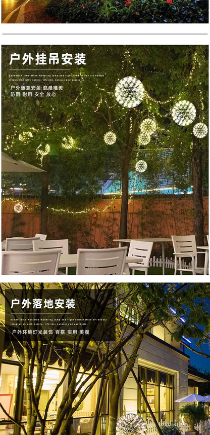 Modern Brief Loft Spark Ball LED Chandelier Fixture Firework Ball Stainless Steel Pendant Lamp for Home Decor Lighting 110-240V