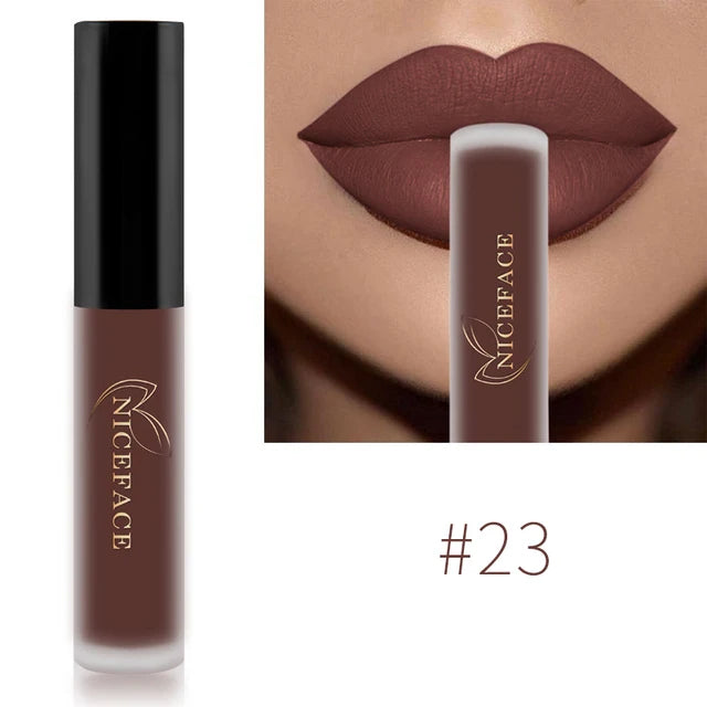 NICEFACE Nude Matte Liquid Lipsticks Waterproof Long Lasting Lip Gloss Sexy Red Velvet Lip Tint Women Makeup Cosmetics Batom