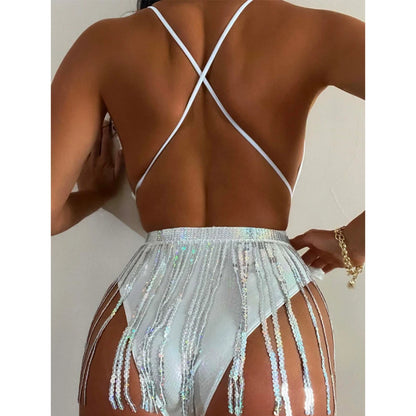 2023 new split swimsuit set of three women flash cloth sexy fringed bikini Bikini now