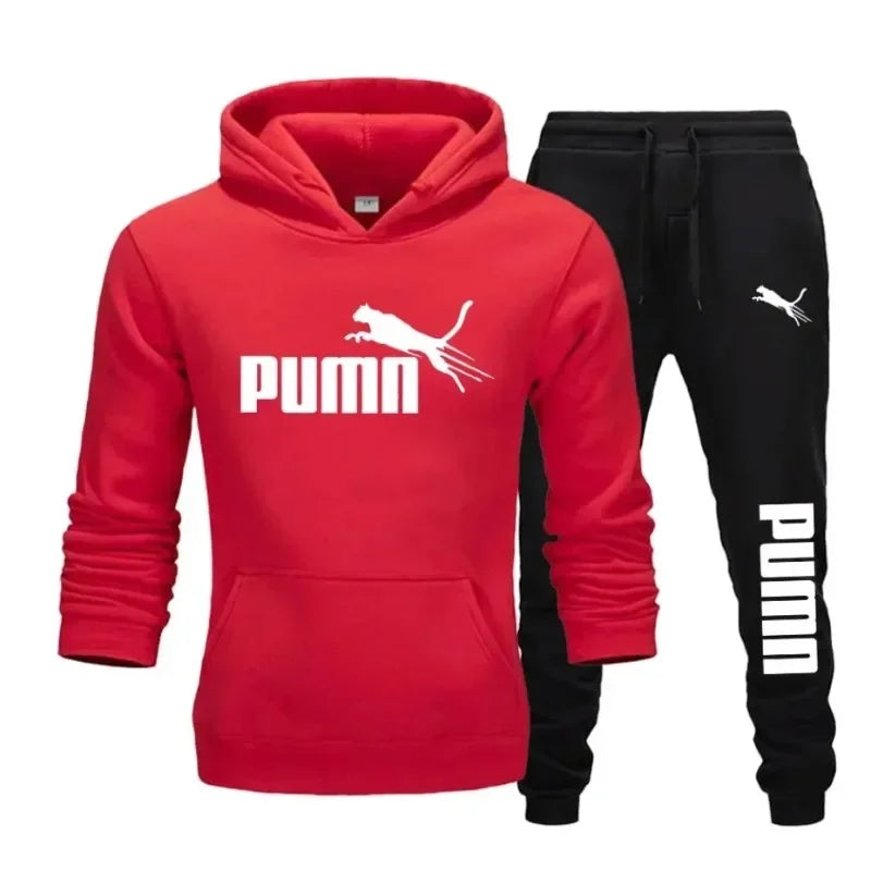 2025 New Autumn and Winter Men's Pullover Hoodie and Pants Two-Piece Set Fashionable Trendy Fitness Casual Sportswear