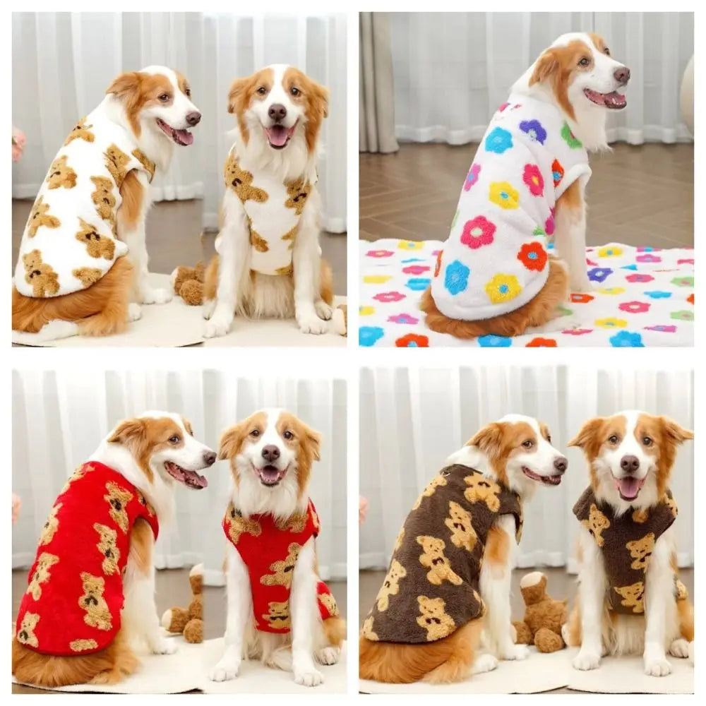 New XS-9XL Winter Puppy Clothes Cute Bear Pattern Warm Fleece Dog Vest Pet Supplies Dog Sweater Vest Pitbull New Year's Gift