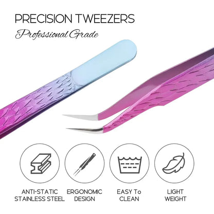 GEMERRY 1 Pcs Pink Gradient Angel Eyelash Tweezers Fiber Tips High Precision Professional Stainless Steel Tool