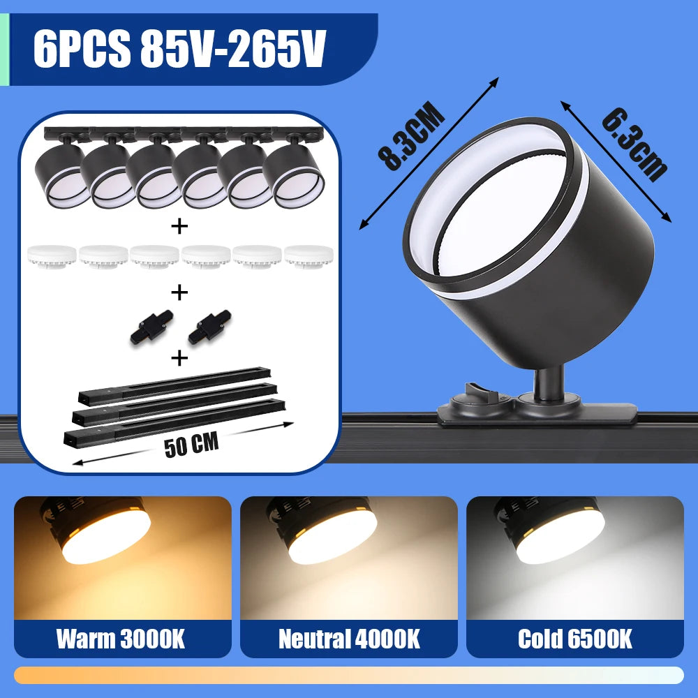 GX53 LED Track Spotlights Replaceable light bulb 110V 220V track Lights for Home Decor Living Room Kitchen Ceiling Lamp Decorate