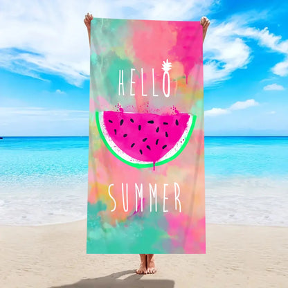 1pc fruit printed large beach towel, ultra-fine fiber towel, outdoor swimming, vacation, camping beach towel