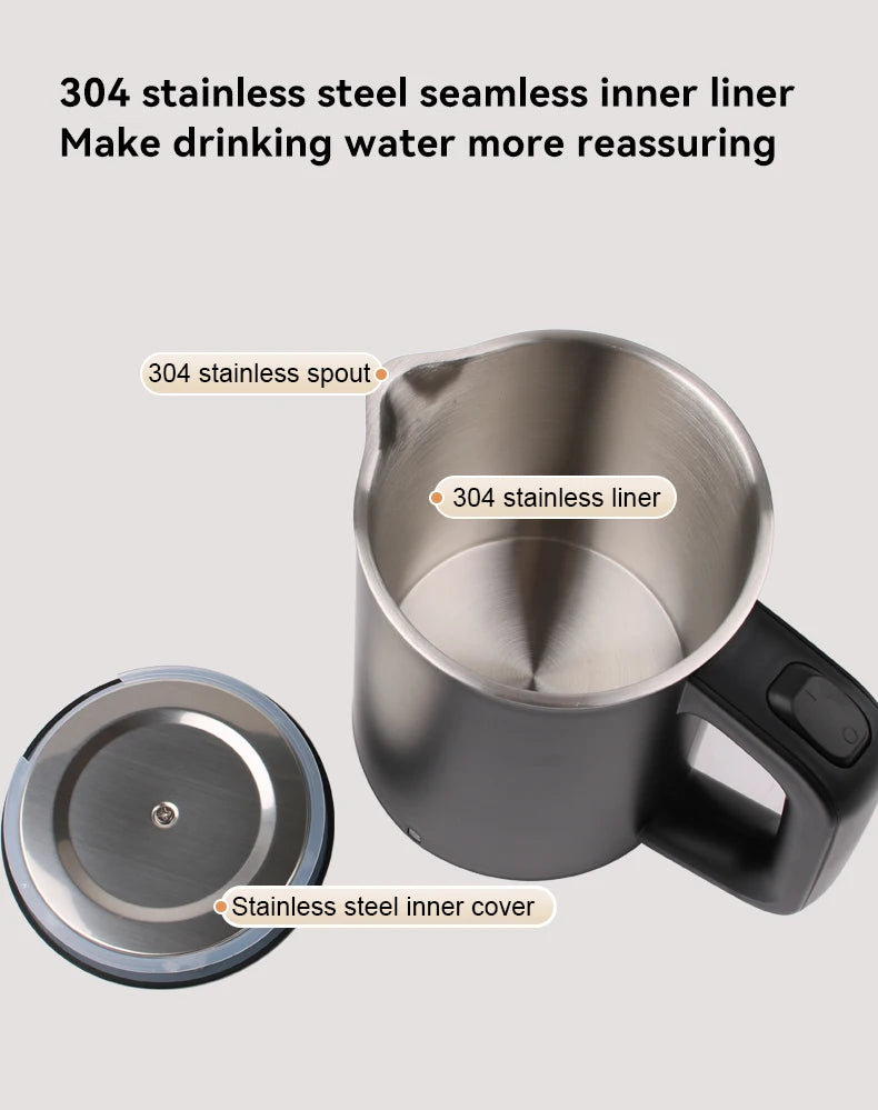 110V 220V Electric Kettle 0.6L Seamless 304 Stainless steel liner Fast heating Mini Teapot Water heater Coffee maker for Travel