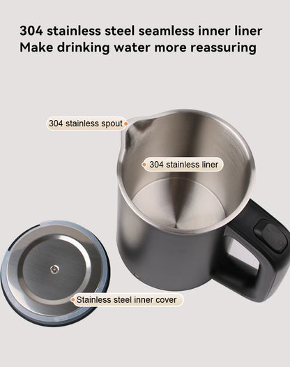 110V 220V Electric Kettle 0.6L Seamless 304 Stainless steel liner Fast heating Mini Teapot Water heater Coffee maker for Travel