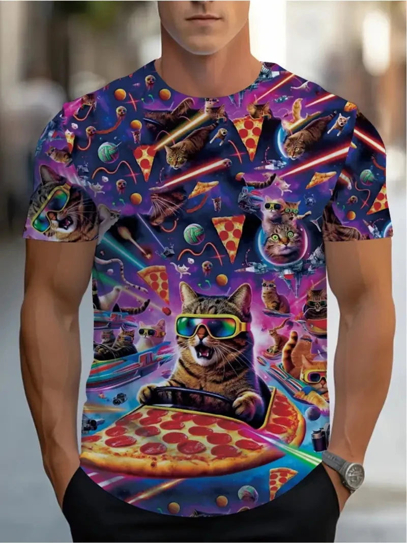 New Summer Men's T-shirt Funny Printed Pattern Short Sleeve Summer Outdoor Fashion Round Neck Tops OverSize Loose Men's Clothing