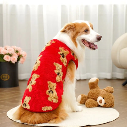 New XS-9XL Winter Puppy Clothes Cute Bear Pattern Dog Sweater Dog Vest Warm Fleece Pet Supplies Vest Pitbull New Year's Gift