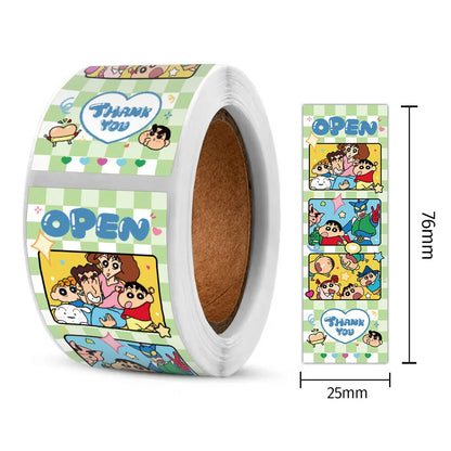 500pcs/Roll Crayon Shin-chan Anime Cartoon Sealing Sticker DIY PVC Laptop Decals Decoration Stiker Reward Gift Toys