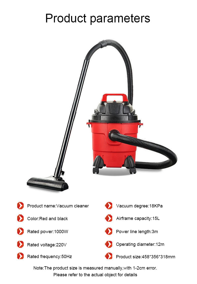 JIQI Multifunction Vacuum Cleaner Handheld Aspirator Dust Collector Powerful Suction Bucket Type Wet Dry Cleaning Machine Brush
