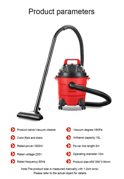 JIQI Multifunction Vacuum Cleaner Handheld Aspirator Dust Collector Powerful Suction Bucket Type Wet Dry Cleaning Machine Brush