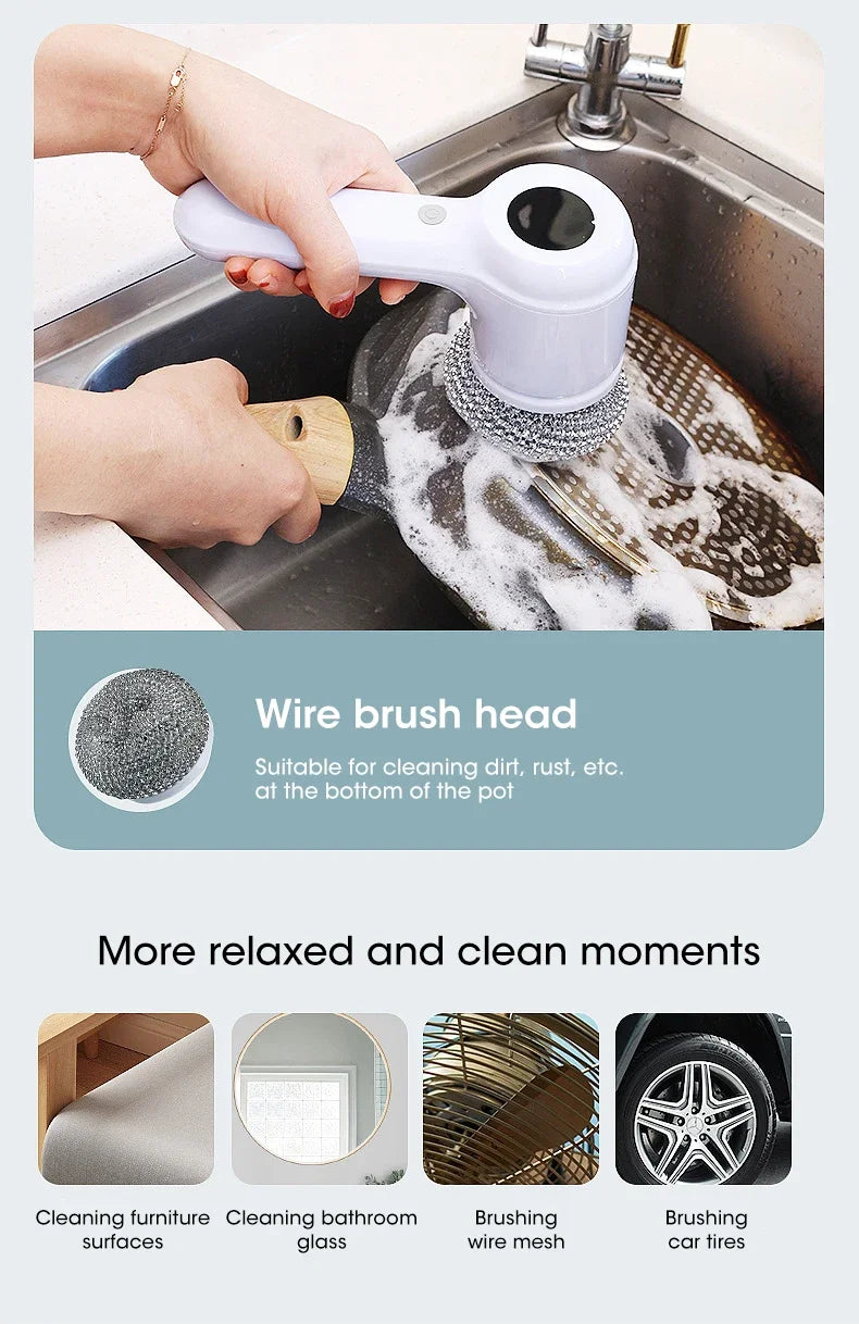 2025 Cordless Electric Spin Scrubber - 5 Brush Heads, IPX7 Waterproof, Rechargeable Bathroom Cleaner for Tile/Shower/Grout