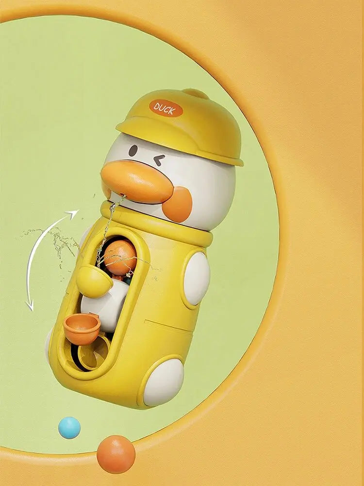 Bath Bathtub Toys for Toddlers 1 2 3 Years Old Duck Rotatable Waterwheel Bathroom Strong Suckers Water Scoop Fun Bath Toys Gifts