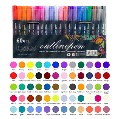 Double Line Outline Markers,Squiggles Shimmer Markers Set,Self Outline Metallic Glitter Marker Pens for Christmas,Art,Drawing