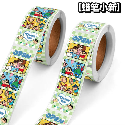 500pcs/Roll Crayon Shin-chan Anime Cartoon Sealing Sticker DIY PVC Laptop Decals Decoration Stiker Reward Gift Toys